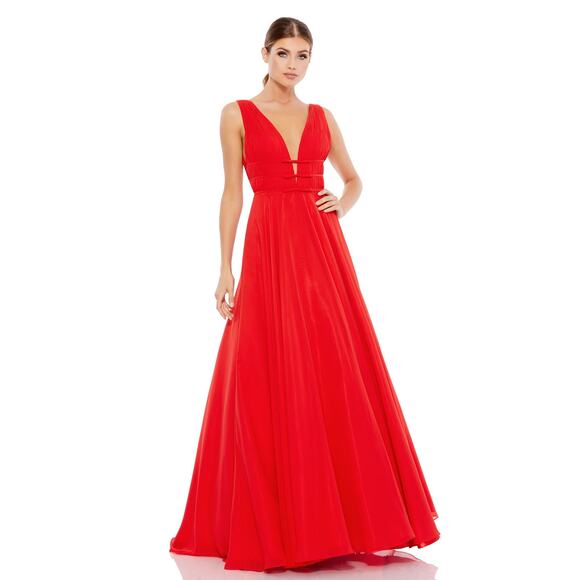 IEENA for Mac Duggal 55379 Red Chiffon A-Line Ballgown Women's Sz 2 NWT - Picture 1 of 10
